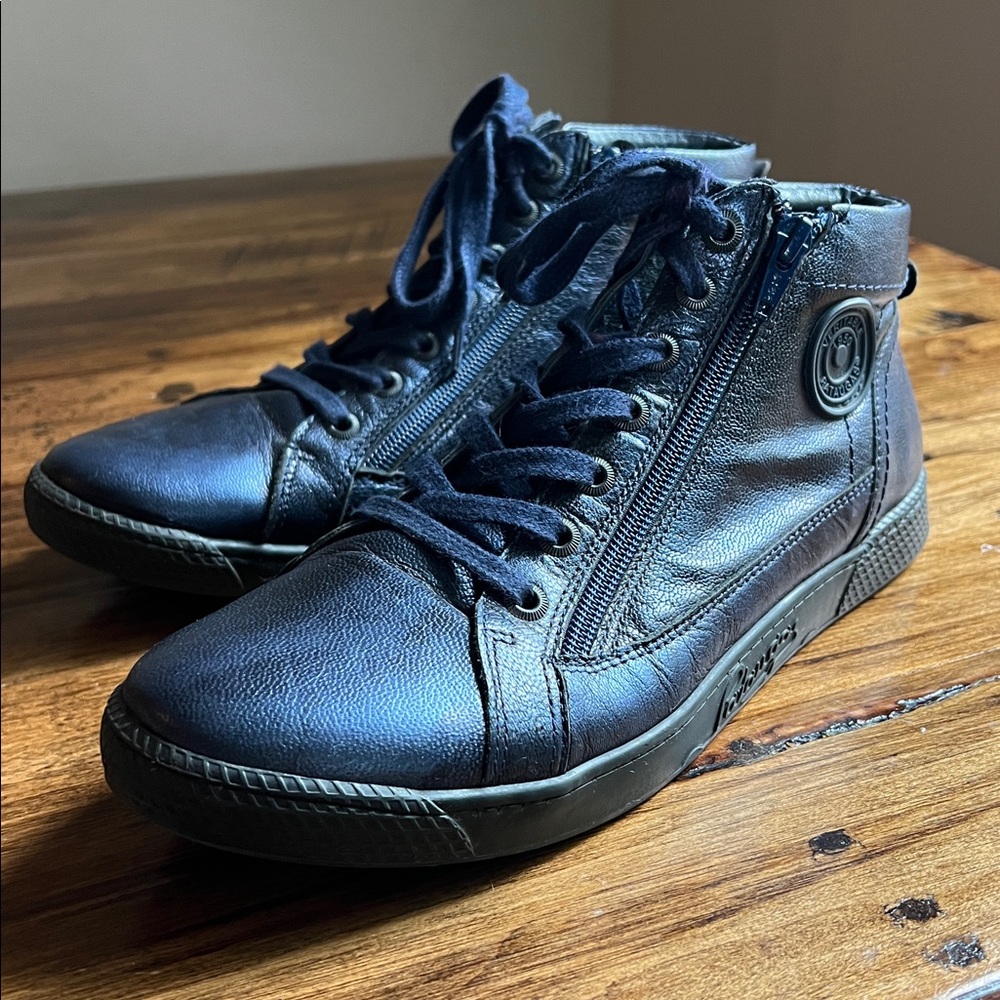 Paraguas Palme Navy Metallic High Top Leather Trainers Sz 40